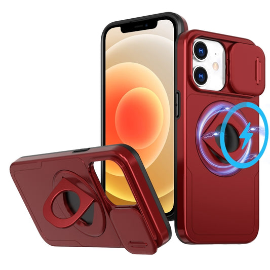 For iPhone 12 Camshield MagSafe Ring Holder Armor Phone Case(Red) by buy2fix