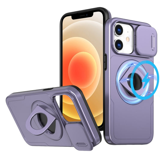 For iPhone 12 Camshield MagSafe Ring Holder Armor Phone Case(Purple) by buy2fix