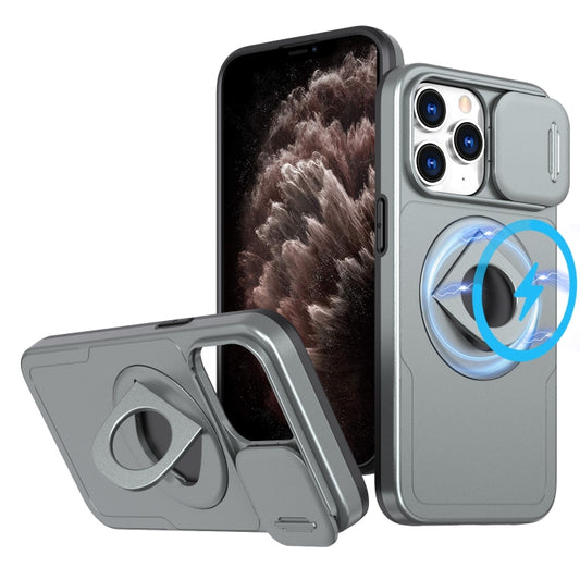 For iPhone 11 Pro Max Camshield MagSafe Ring Holder Armor Phone Case(Titanium Grey) by buy2fix
