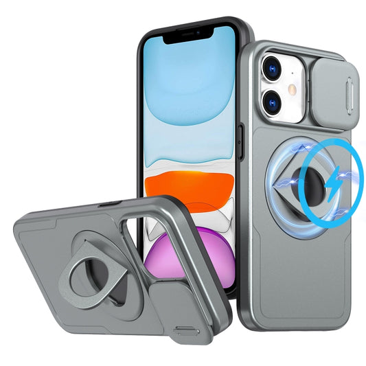 For iPhone 11 Camshield MagSafe Ring Holder Armor Phone Case(Titanium Grey) by buy2fix
