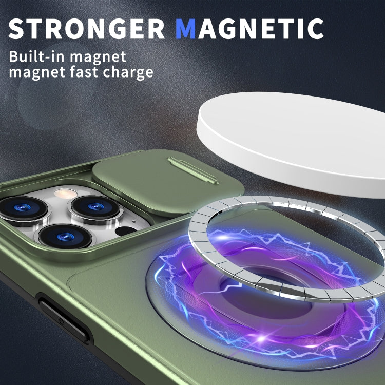 For iPhone 16 Pro Max Camshield MagSafe Ring Holder Armor Phone Case(Olive Green) by buy2fix