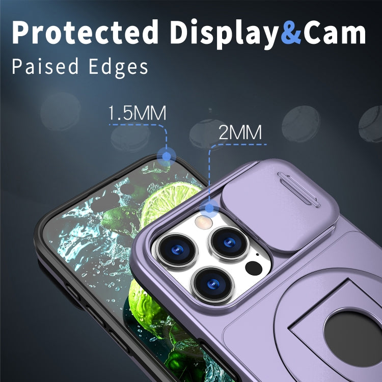For iPhone 16 Pro Max Camshield MagSafe Ring Holder Armor Phone Case(Purple) by buy2fix