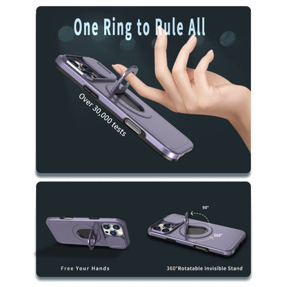 For iPhone 16 Pro Max Camshield MagSafe Ring Holder Armor Phone Case(Purple) by buy2fix