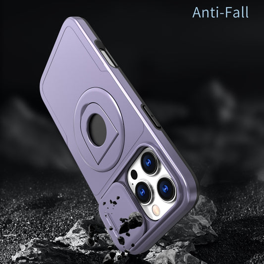 For iPhone 16 Pro Camshield MagSafe Ring Holder Armor Phone Case(Purple) by buy2fix