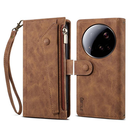 For Xiaomi 15 Ultra ESEBLE Retro Frosted RFID Leather Phone Case(Brown)
