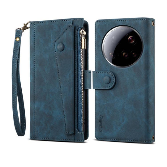 For Xiaomi 15 Ultra ESEBLE Retro Frosted RFID Leather Phone Case(Dark Green)