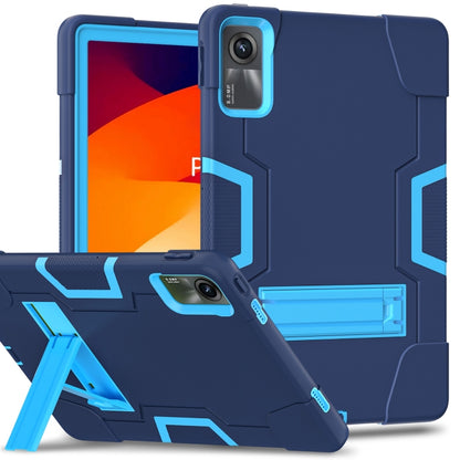 For Xiaomi Redmi Pad SE 11 2023 Contrast Color Silicone Hybrid PC Tablet Case with Holder(Navy Blue Blue) by buy2fix