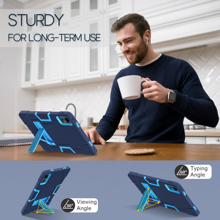 For Xiaomi Redmi Pad SE 11 2023 Contrast Color Silicone Hybrid PC Tablet Case with Holder(Navy Blue Blue) by buy2fix