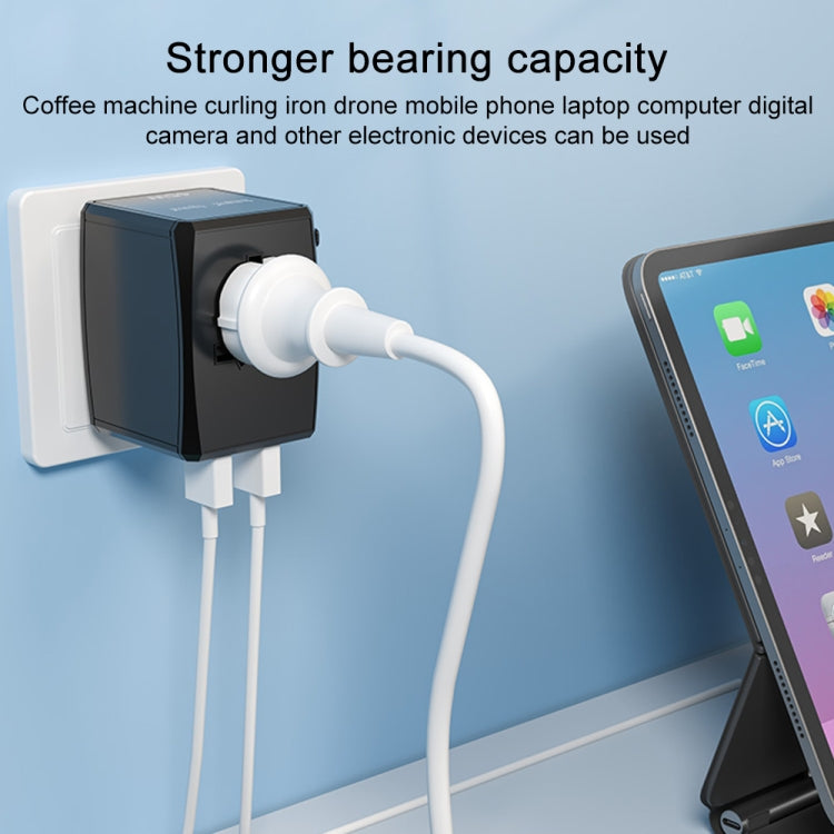 HHT905 PD 45W Dual USB+Dual Type-C Interface Multi-function Universal Travel Conversion Plug(Black) by buy2fix