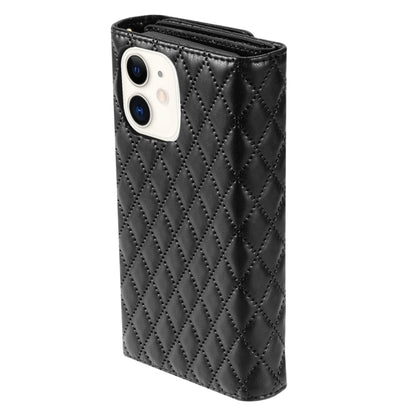 For iPhone 11 Zipper Multi-Card Wallet Rhombic Leather Phone Case(Black) - iPhone 11 Cases by buy2fix | Online Shopping UK | buy2fix