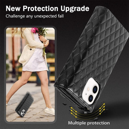 For iPhone 11 Zipper Multi-Card Wallet Rhombic Leather Phone Case(Black) - iPhone 11 Cases by buy2fix | Online Shopping UK | buy2fix