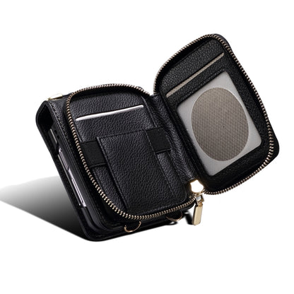 For Samsung Galaxy Z Flip5 Folding Leather Phone Case with Long Lanyard(Black) - Galaxy Z Flip5 Cases by buy2fix | Online Shopping UK | buy2fix