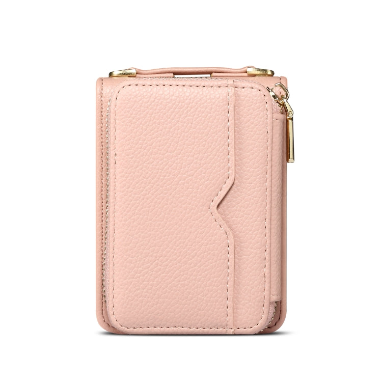 For Samsung Galaxy Z Flip5 Folding Leather Phone Case with Long Lanyard(Rose Gold) - Galaxy Z Flip5 Cases by buy2fix | Online Shopping UK | buy2fix