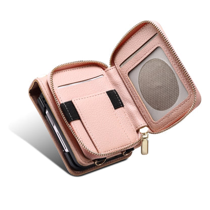 For Samsung Galaxy Z Flip5 Folding Leather Phone Case with Long Lanyard(Rose Gold) - Galaxy Z Flip5 Cases by buy2fix | Online Shopping UK | buy2fix