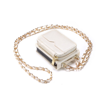 For Samsung Galaxy Z Flip5 Folding Leather Phone Case with Long Lanyard(White) - Galaxy Z Flip5 Cases by buy2fix | Online Shopping UK | buy2fix
