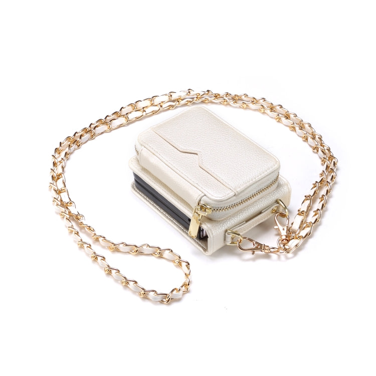 For Samsung Galaxy Z Flip3 Folding Leather Phone Case with Long Lanyard(White) - Galaxy Phone Cases by buy2fix | Online Shopping UK | buy2fix