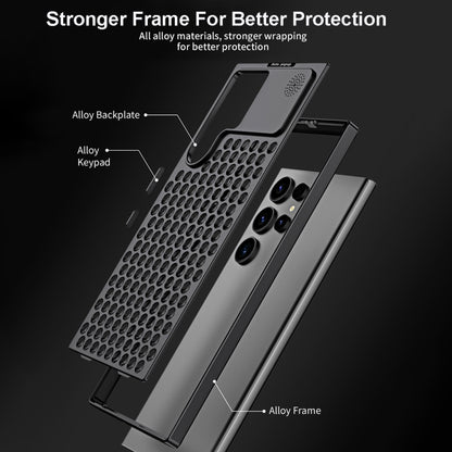 For Samsung Galaxy S23 Ultra 5G R-JUST RJ58 Aromatherapy Metal Cooling Phone Case(Silver) - Galaxy S23 Ultra 5G Cases by R-JUST | Online Shopping UK | buy2fix