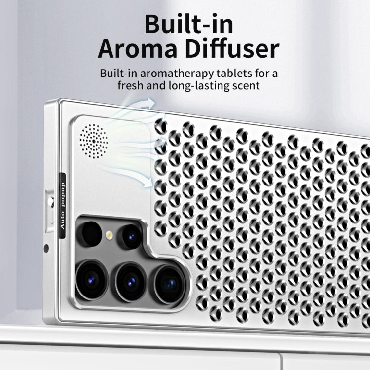 For Samsung Galaxy S23 Ultra 5G R-JUST RJ58 Aromatherapy Metal Cooling Phone Case(Silver) - Galaxy S23 Ultra 5G Cases by R-JUST | Online Shopping UK | buy2fix