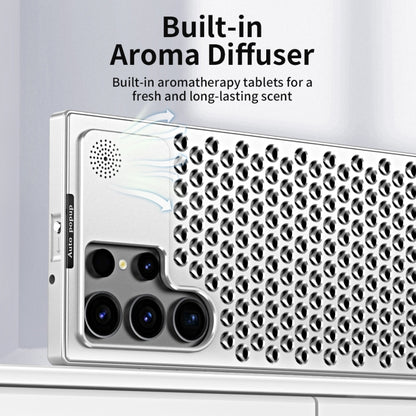 For Samsung Galaxy S23 Ultra 5G R-JUST RJ58 Aromatherapy Metal Cooling Phone Case(Silver) - Galaxy S23 Ultra 5G Cases by R-JUST | Online Shopping UK | buy2fix