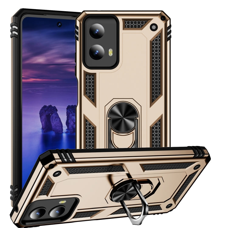 For Motorola Moto G Play 5G 2024 Shockproof TPU + PC Phone Case with Holder(Gold) by buy2fix