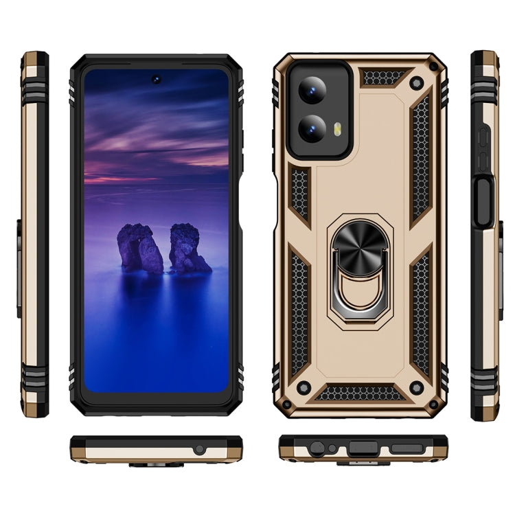 For Motorola Moto G Play 5G 2024 Shockproof TPU + PC Phone Case with Holder(Gold) by buy2fix