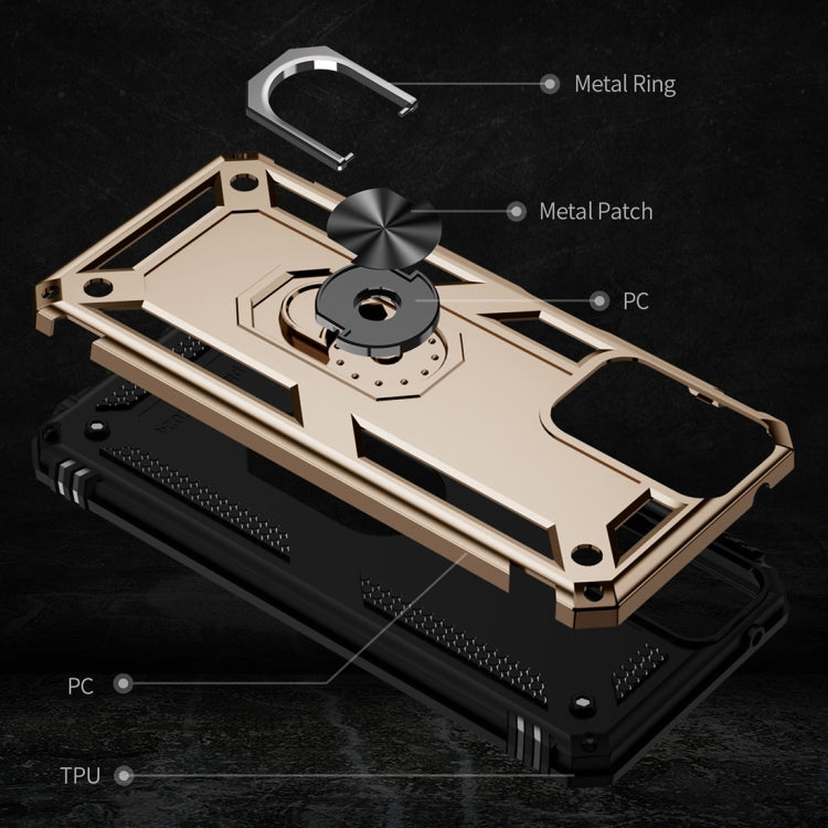 For Motorola Moto G Play 5G 2024 Shockproof TPU + PC Phone Case with Holder(Gold) by buy2fix