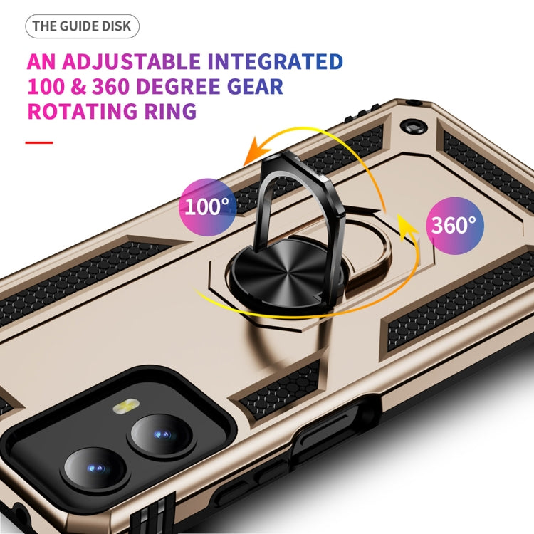 For Motorola Moto G Play 5G 2024 Shockproof TPU + PC Phone Case with Holder(Gold) by buy2fix