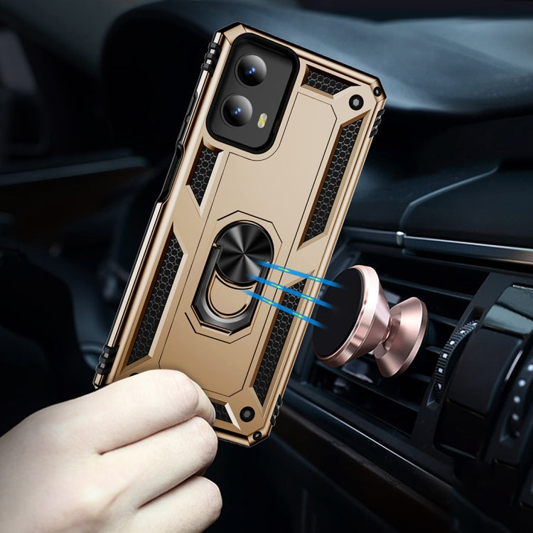 For Motorola Moto G Play 5G 2024 Shockproof TPU + PC Phone Case with Holder(Gold) by buy2fix
