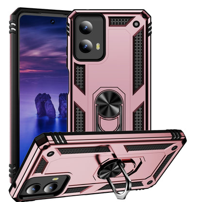 For Motorola Moto G Play 5G 2024 Shockproof TPU + PC Phone Case with Holder(Rose Gold) by buy2fix