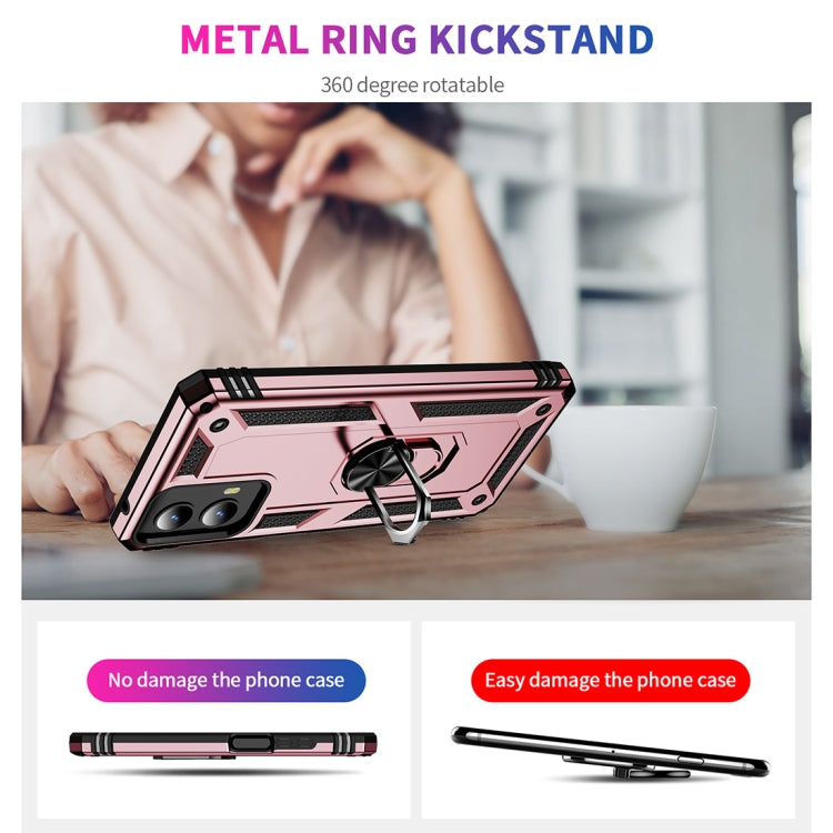 For Motorola Moto G Play 5G 2024 Shockproof TPU + PC Phone Case with Holder(Rose Gold) by buy2fix