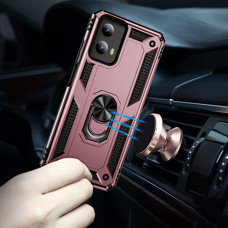 For Motorola Moto G Play 5G 2024 Shockproof TPU + PC Phone Case with Holder(Rose Gold) by buy2fix
