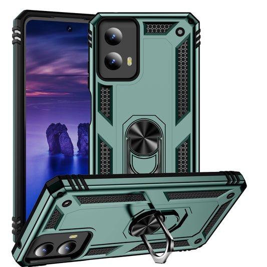 For Motorola Moto G Play 5G 2024 Shockproof TPU + PC Phone Case with Holder(Dark Green) by buy2fix