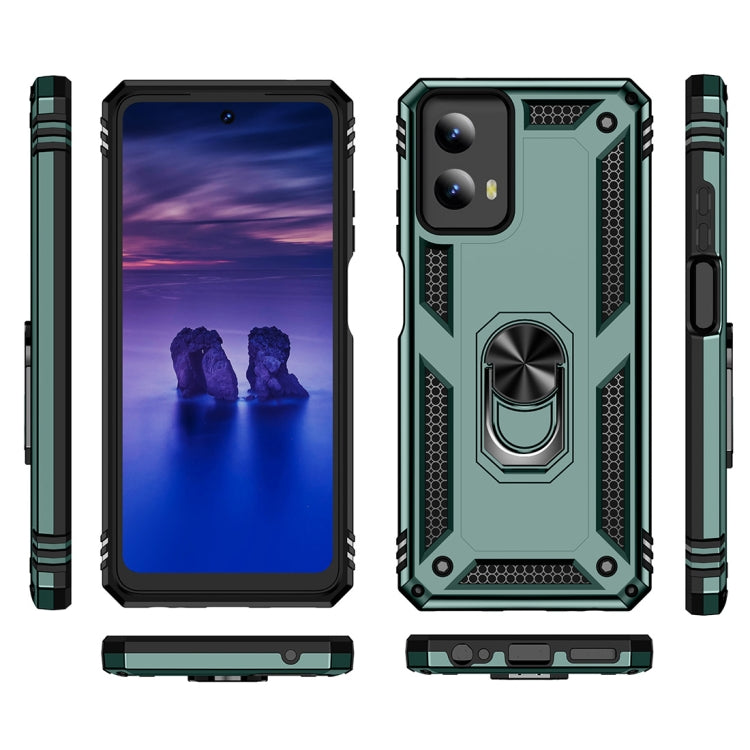 For Motorola Moto G Play 5G 2024 Shockproof TPU + PC Phone Case with Holder(Dark Green) by buy2fix