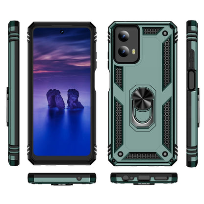 For Motorola Moto G Play 5G 2024 Shockproof TPU + PC Phone Case with Holder(Dark Green) by buy2fix