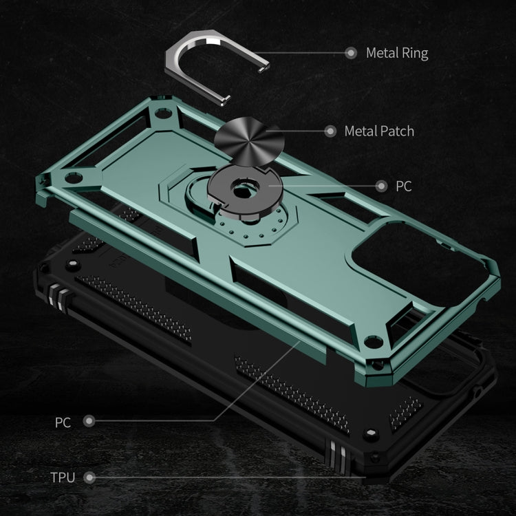 For Motorola Moto G Play 5G 2024 Shockproof TPU + PC Phone Case with Holder(Dark Green) by buy2fix