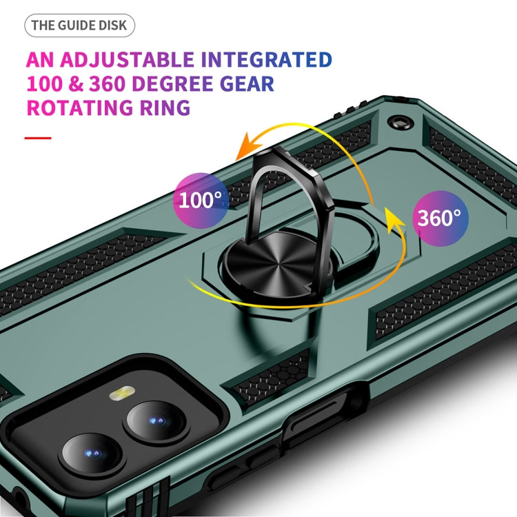 For Motorola Moto G Play 5G 2024 Shockproof TPU + PC Phone Case with Holder(Dark Green) by buy2fix