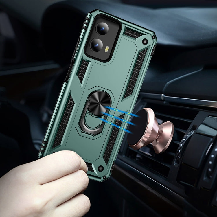 For Motorola Moto G Play 5G 2024 Shockproof TPU + PC Phone Case with Holder(Dark Green) by buy2fix