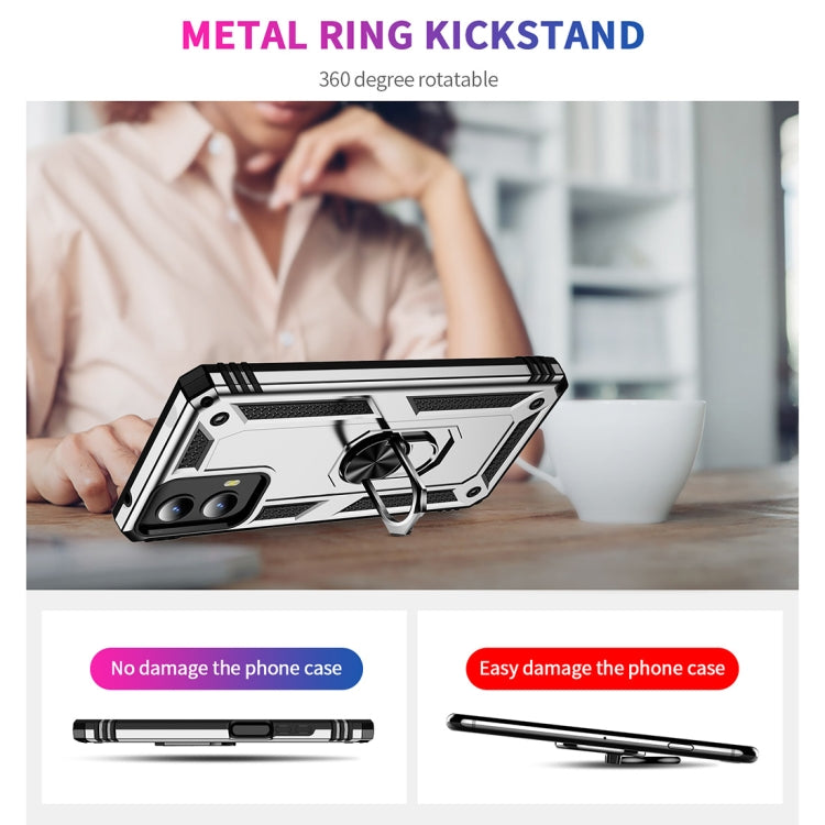 For Motorola Moto G Play 5G 2024 Shockproof TPU + PC Phone Case with Holder(Silver) by buy2fix