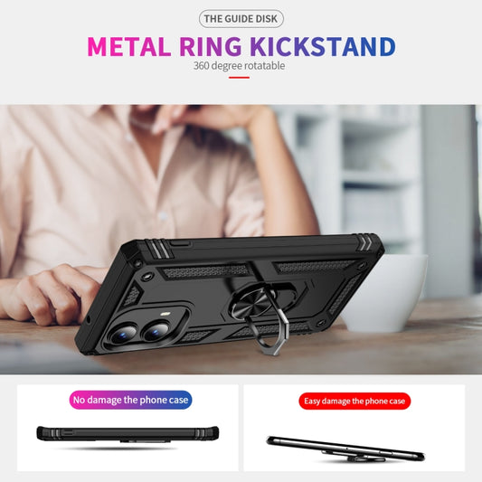 For Motorola Edge 2024 Shockproof TPU + PC Phone Case with Holder(Black) by buy2fix