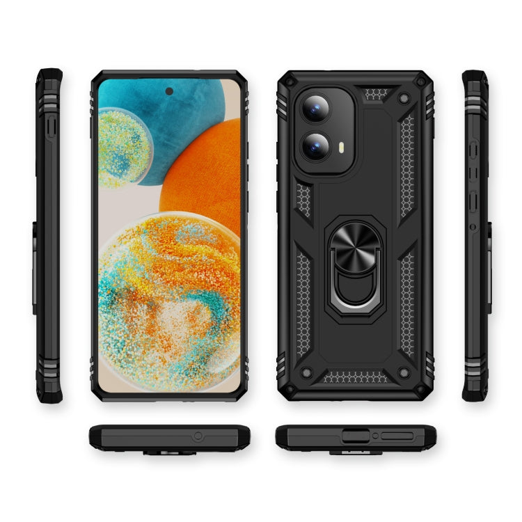 For Motorola Edge 2024 Shockproof TPU + PC Phone Case with Holder(Black) by buy2fix