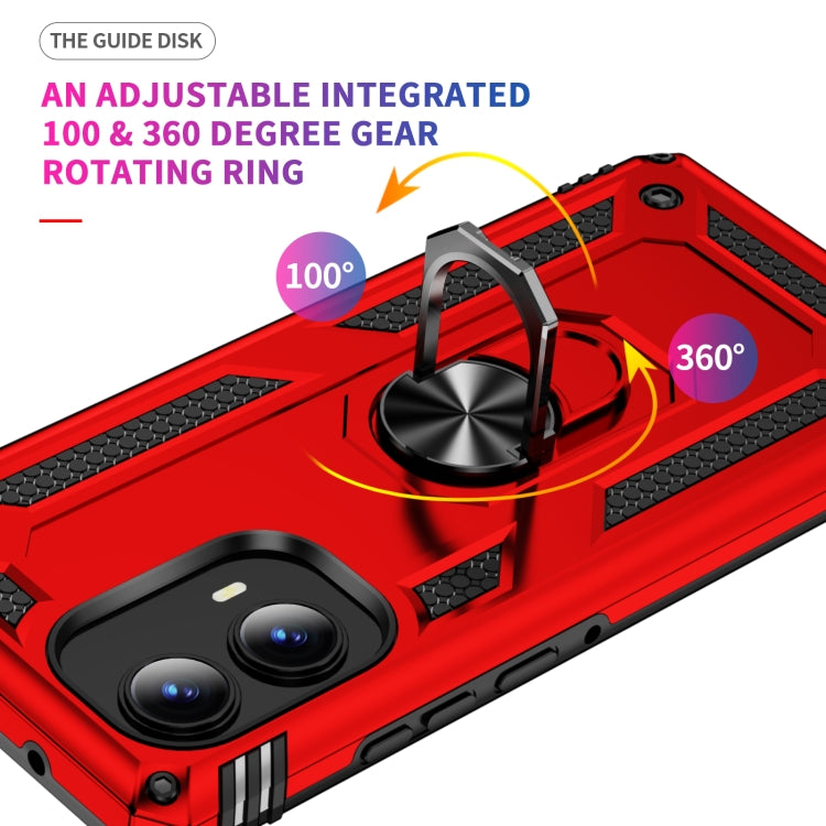 For Motorola Edge 2024 Shockproof TPU + PC Phone Case with Holder(Red) by buy2fix