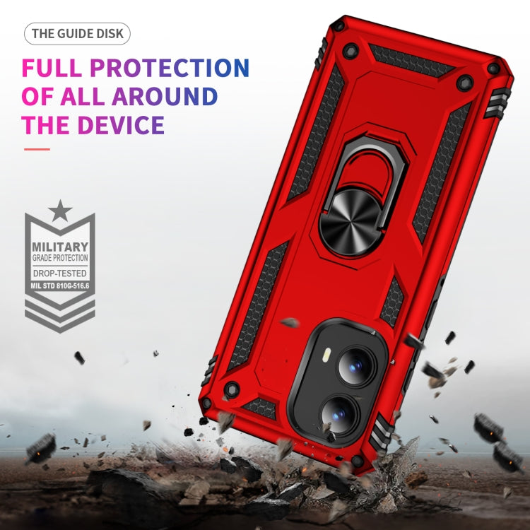 For Motorola Edge 2024 Shockproof TPU + PC Phone Case with Holder(Red) by buy2fix