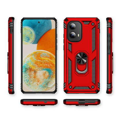 For Motorola Edge 2024 Shockproof TPU + PC Phone Case with Holder(Red) by buy2fix