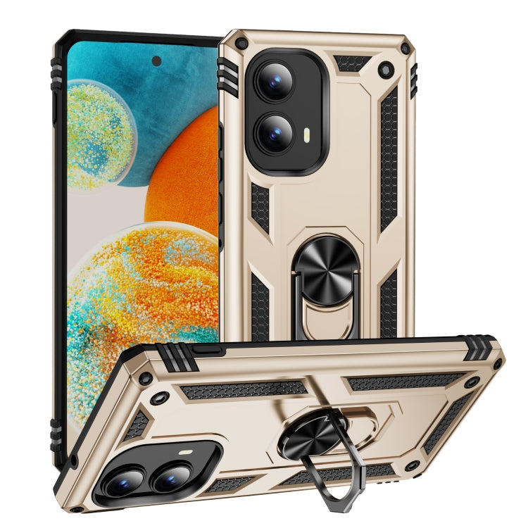 For Motorola Edge 2024 Shockproof TPU + PC Phone Case with Holder(Gold) by buy2fix