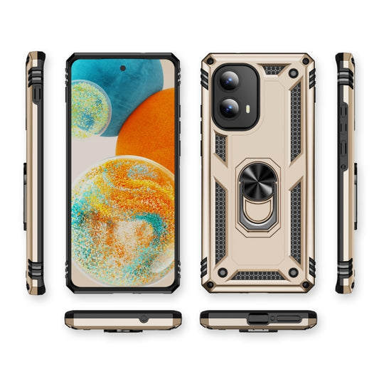For Motorola Edge 2024 Shockproof TPU + PC Phone Case with Holder(Gold) by buy2fix