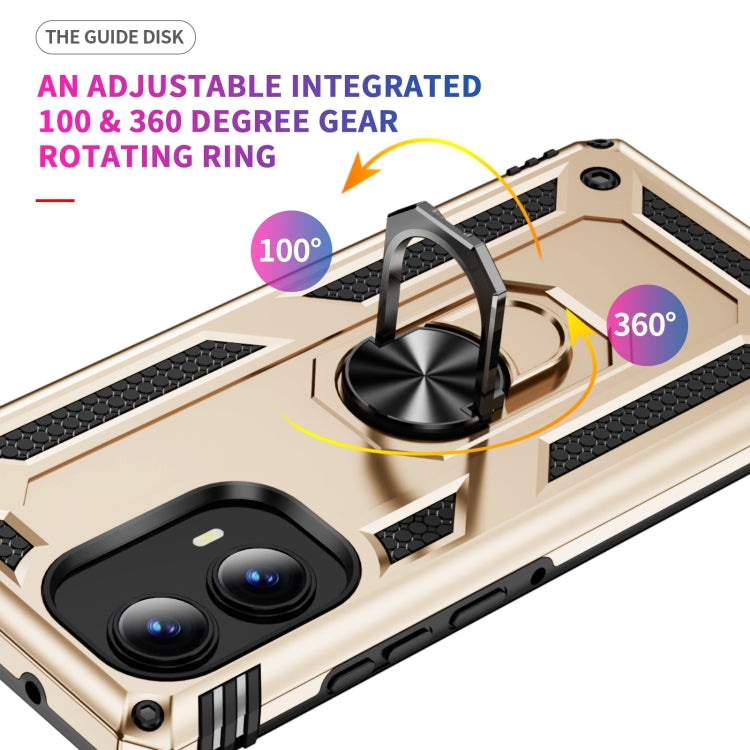 For Motorola Edge 2024 Shockproof TPU + PC Phone Case with Holder(Gold) by buy2fix