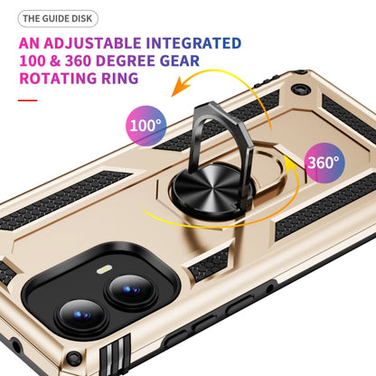 For Motorola Edge 2024 Shockproof TPU + PC Phone Case with Holder(Gold) by buy2fix