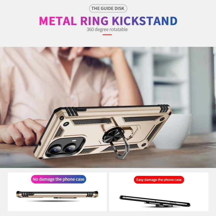 For Motorola Edge 2024 Shockproof TPU + PC Phone Case with Holder(Gold) by buy2fix