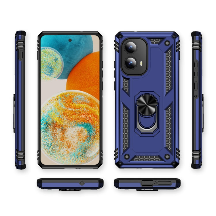 For Motorola Edge 2024 Shockproof TPU + PC Phone Case with Holder(Blue) by buy2fix