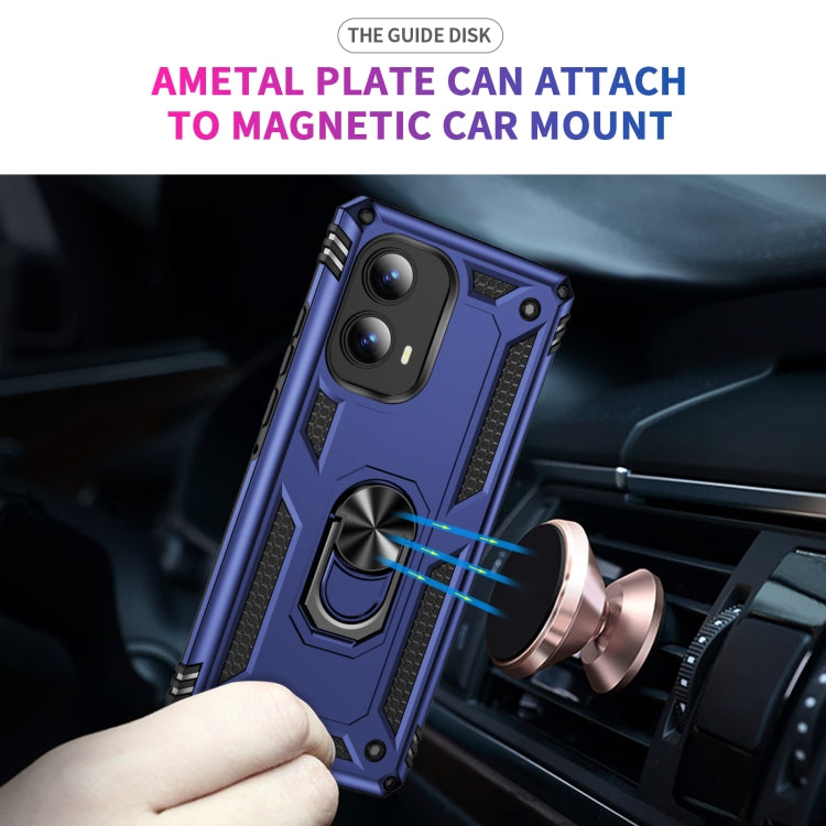 For Motorola Edge 2024 Shockproof TPU + PC Phone Case with Holder(Blue) by buy2fix